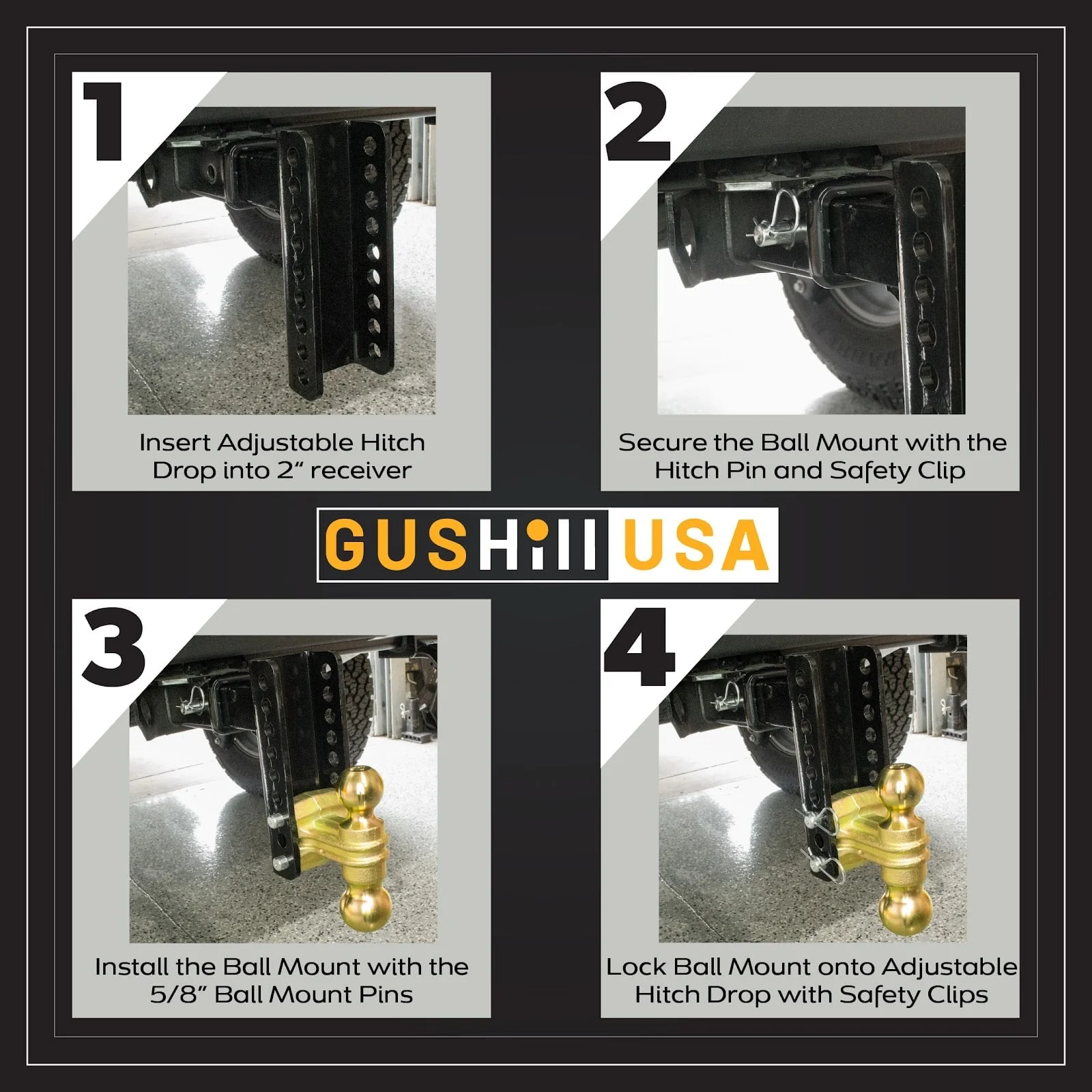 Adjustable Trailer Hitch Ball Mount for 2" Receiver-GH45900 - Image 4