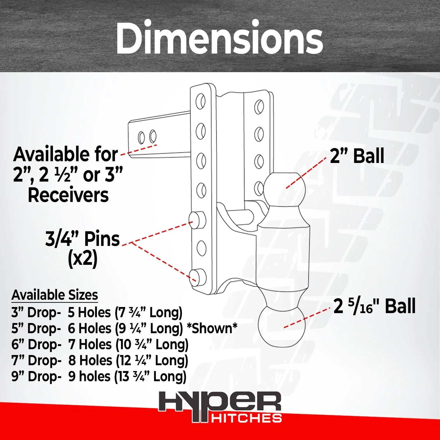 25,000 lbs Tow Rating, Hyper Hitches M255 Adjustable Drop Hitch - Image 3
