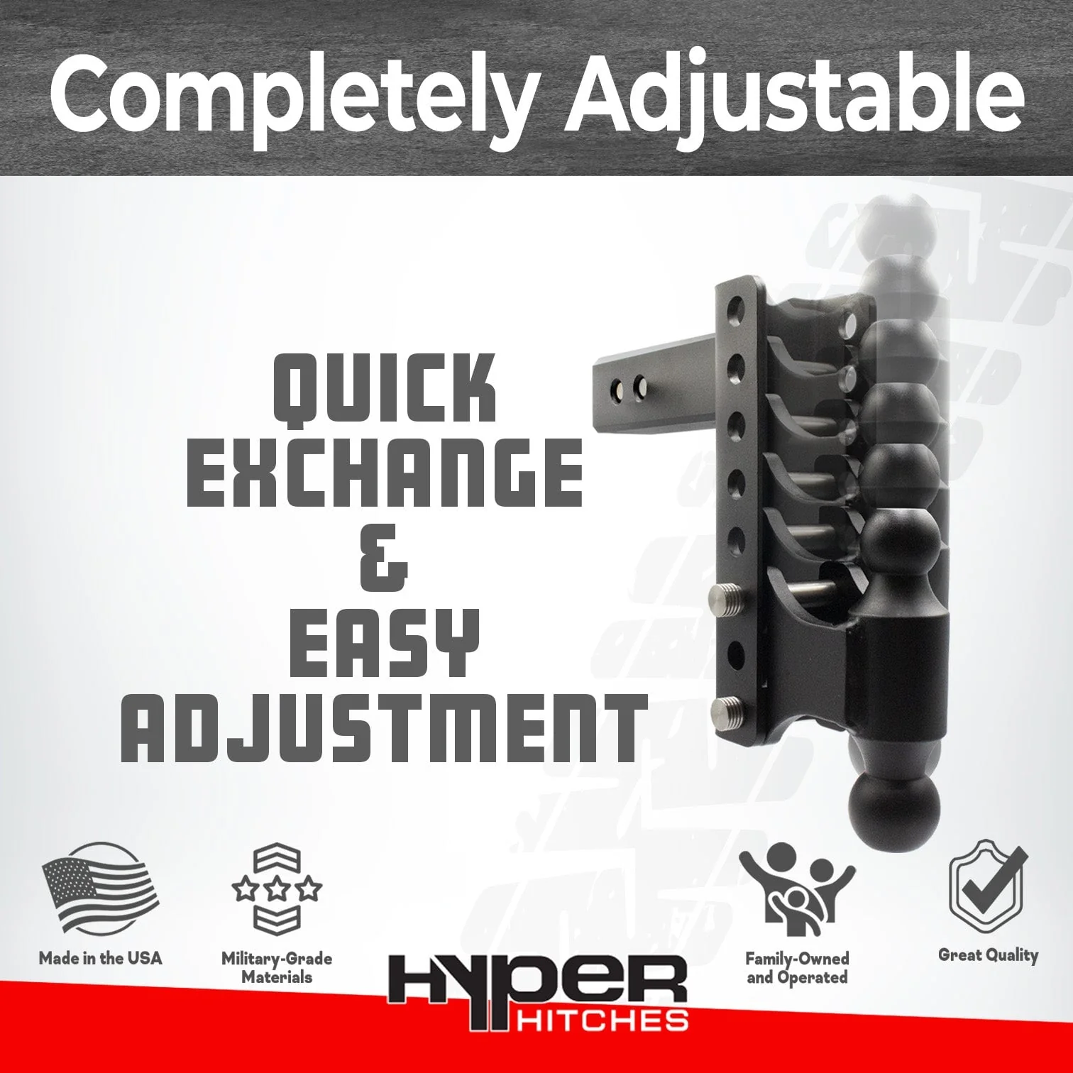 25,000 lbs Tow Rating, Hyper Hitches M255 Adjustable Drop Hitch - Image 4