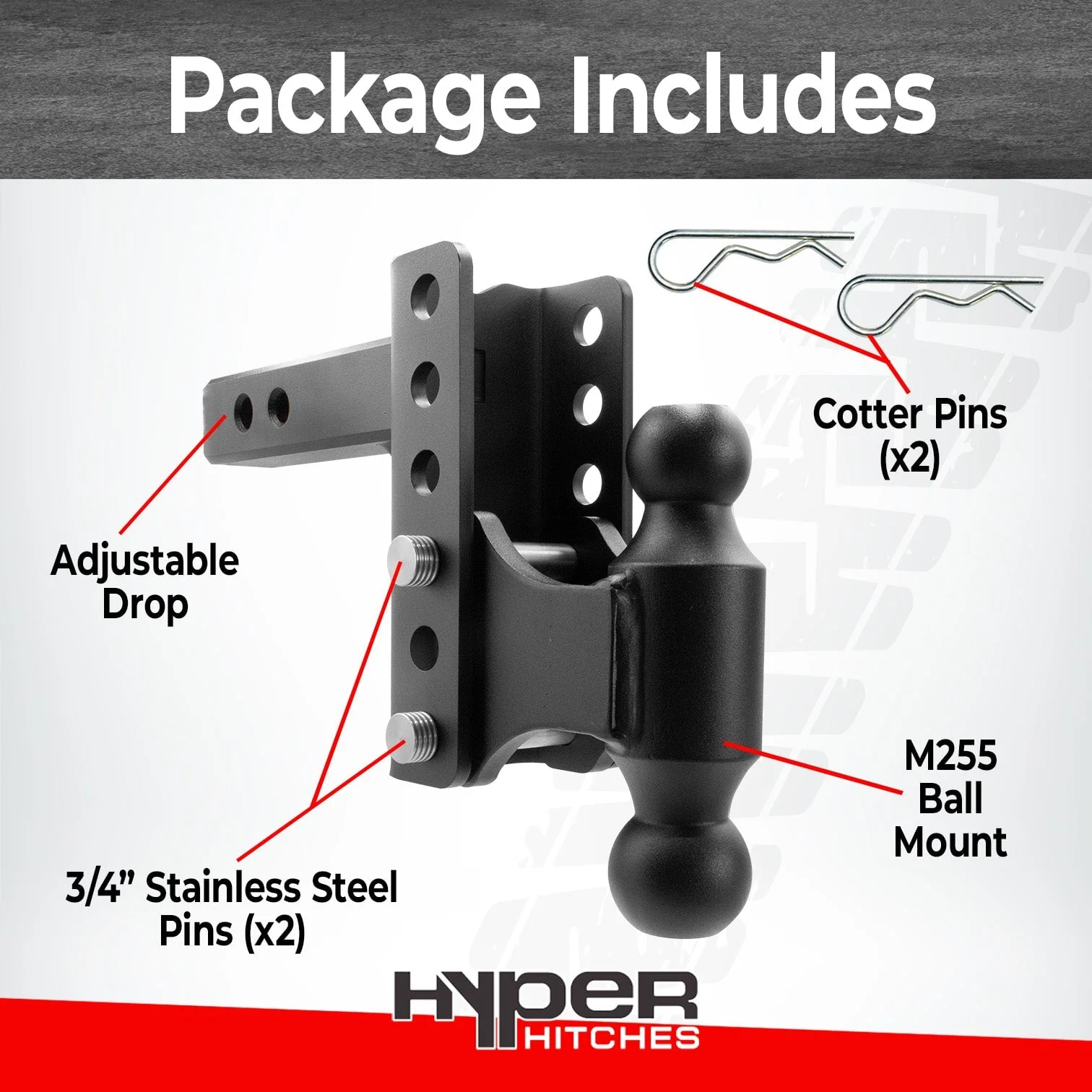 25,000 lbs Tow Rating, Hyper Hitches M255 Adjustable Drop Hitch - Image 5
