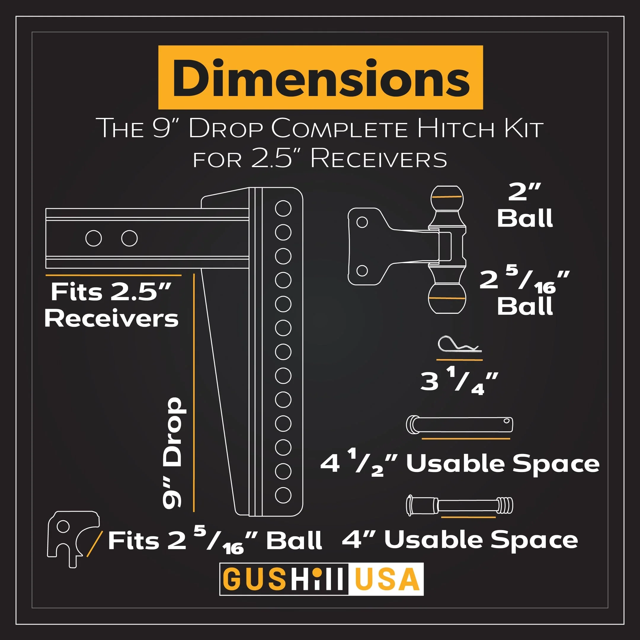 16,000 lbs. Tow Rating, GusHillUSA Complete Hitch Kit with Dual Ball - Image 14
