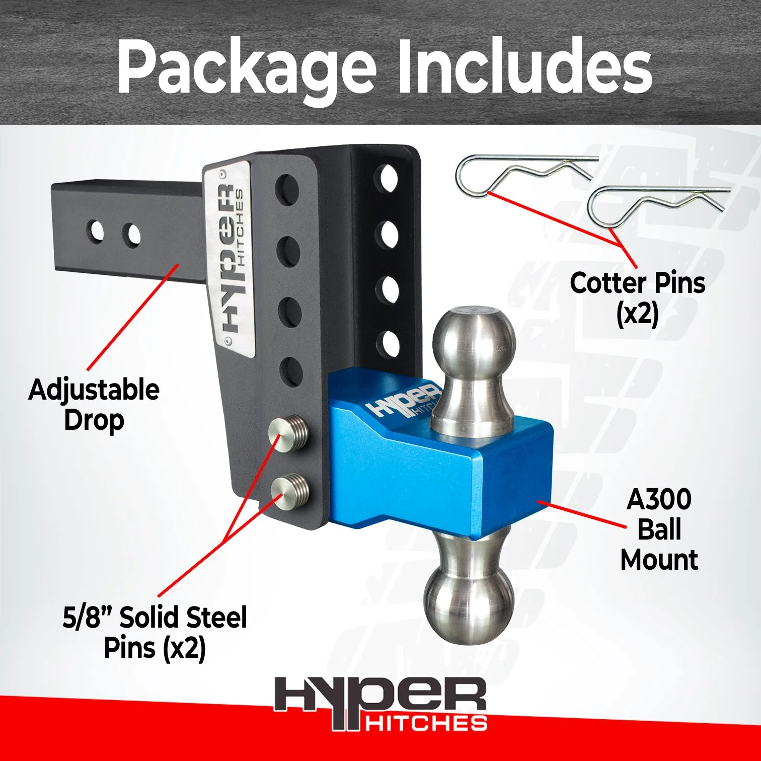 10,000 lbs Tow Rating,  Hyper Hitches A300 Adjustable Drop Hitch - Image 4