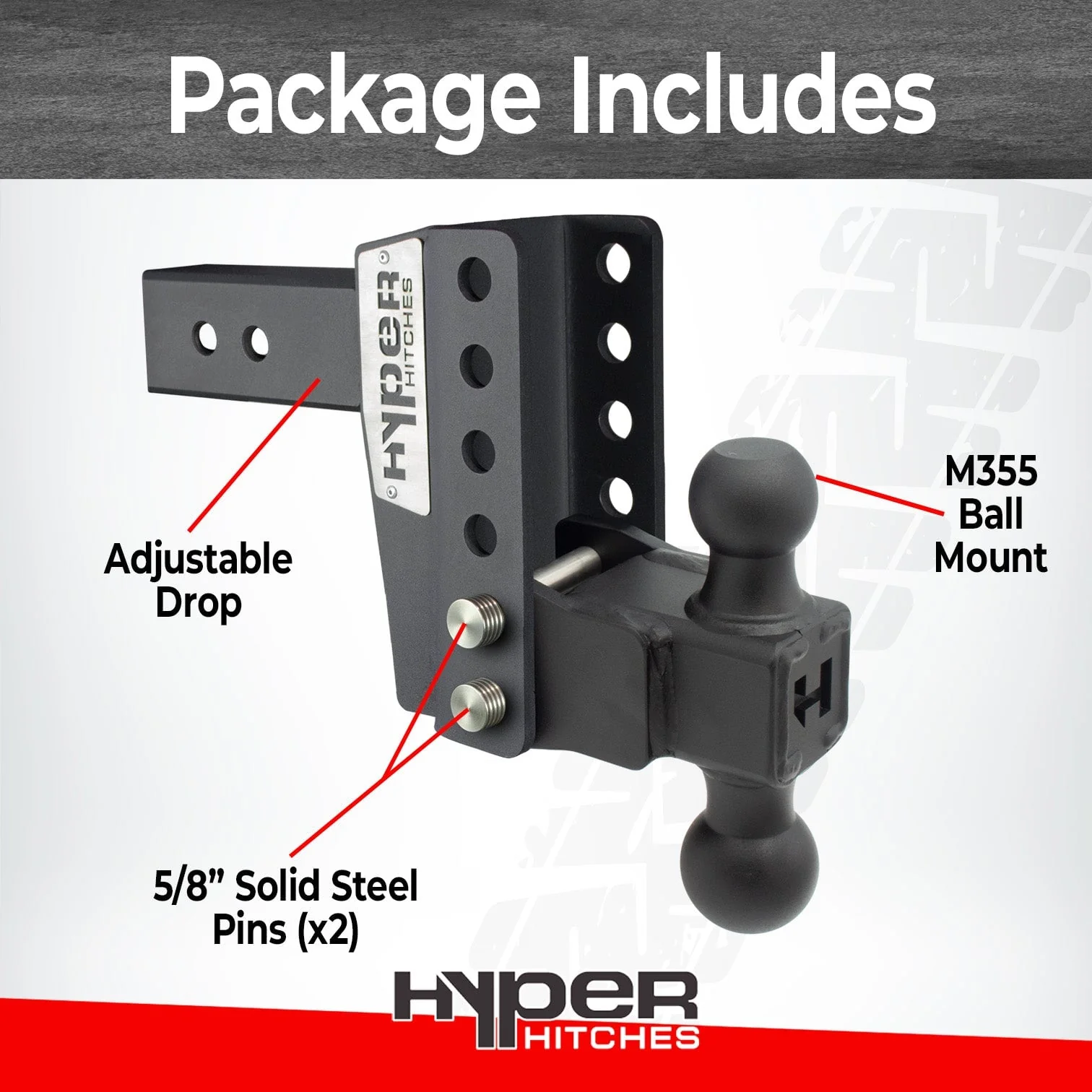 12,500 lbs Tow Rating, Hyper Hitches M355 Adjustable Drop Hitch - Image 5