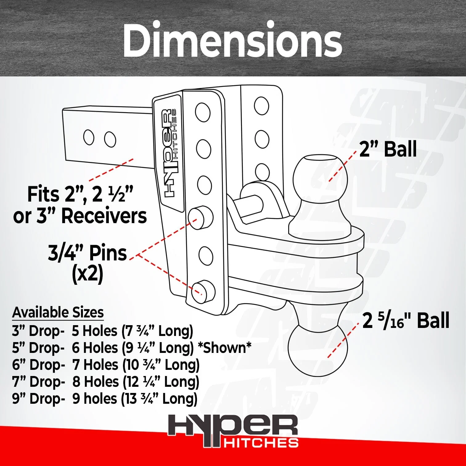 25,000 lbs Tow Rating, Hyper Hitches S250 Adjustable Drop Hitch - Image 3