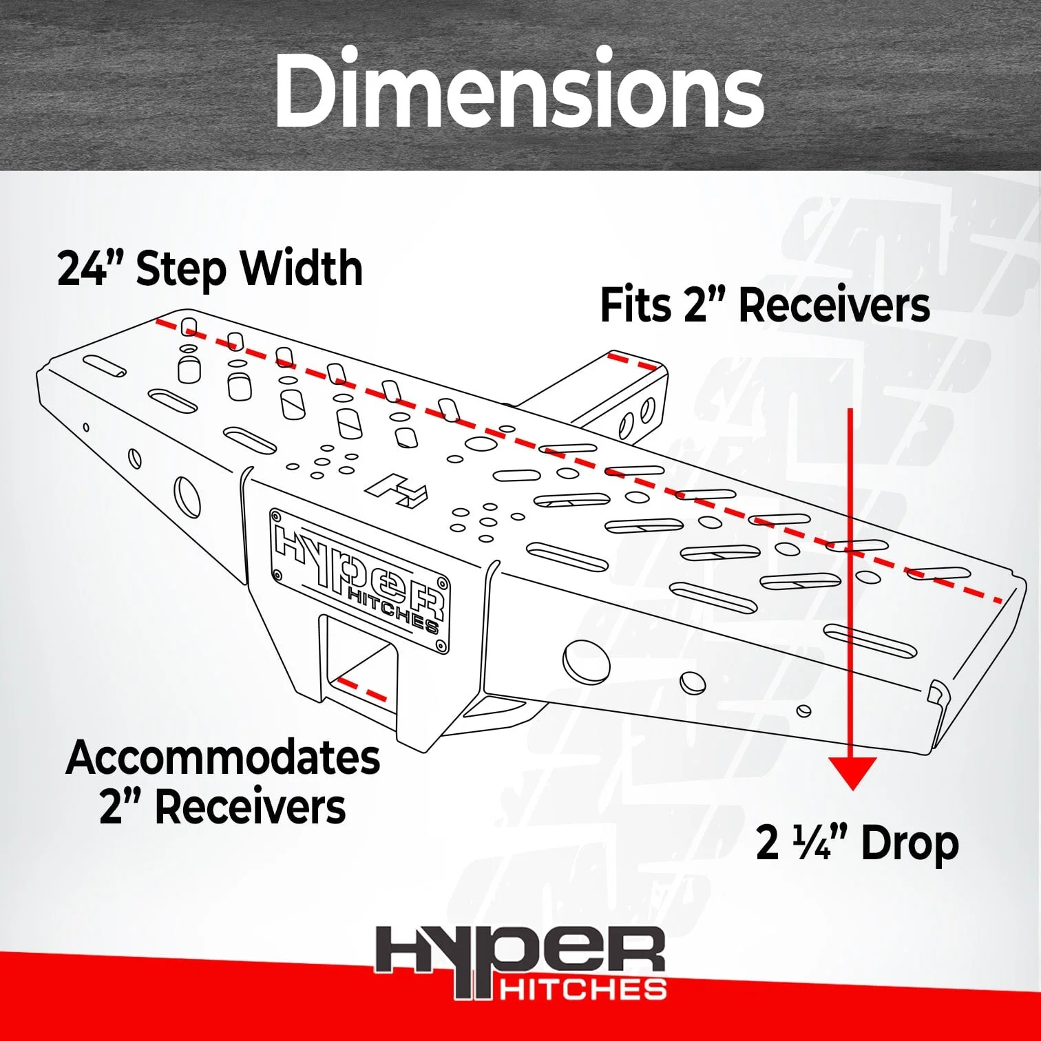 Hitch Step with Integrated Receiver Drop for 2" Hitch/ 24" Step - Image 3